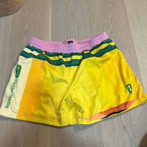 Yellow and Pink Baseball Lifestyle Shorts